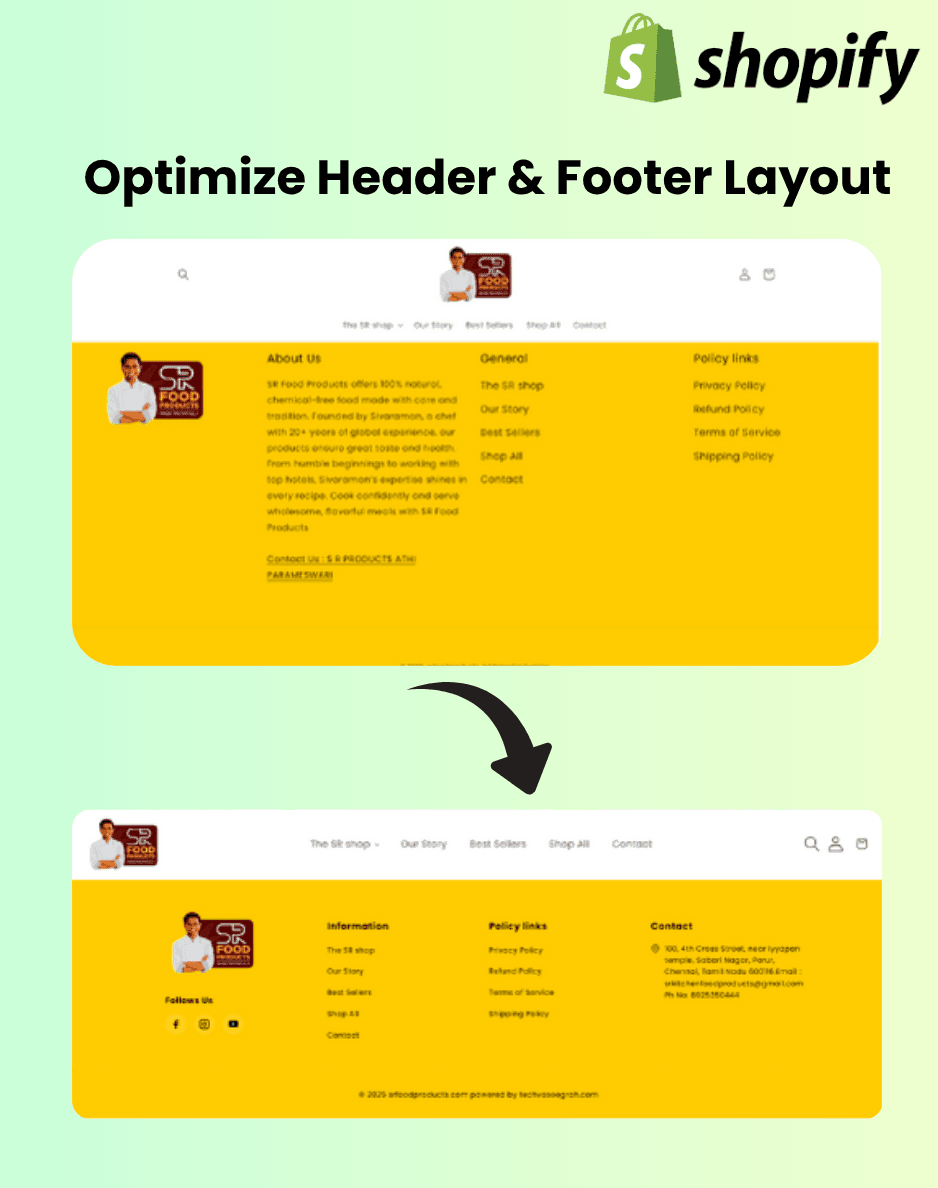 Optimize Header & Footer Layout